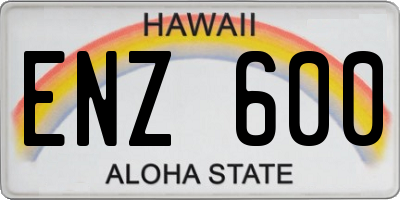 HI license plate ENZ600