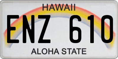 HI license plate ENZ610
