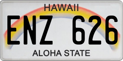 HI license plate ENZ626