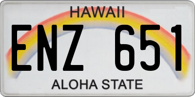 HI license plate ENZ651