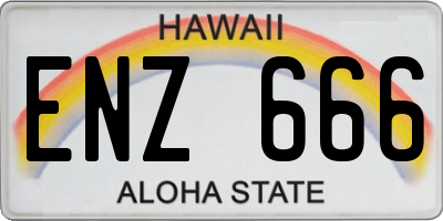 HI license plate ENZ666