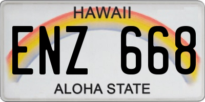 HI license plate ENZ668