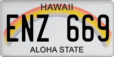 HI license plate ENZ669