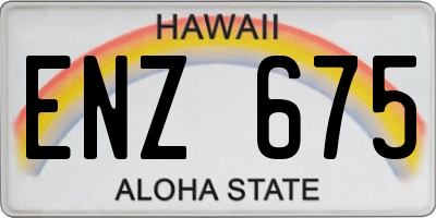 HI license plate ENZ675