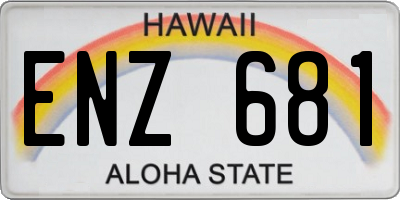 HI license plate ENZ681