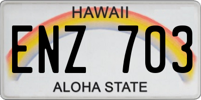 HI license plate ENZ703
