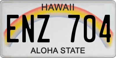 HI license plate ENZ704