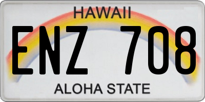 HI license plate ENZ708