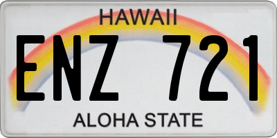 HI license plate ENZ721