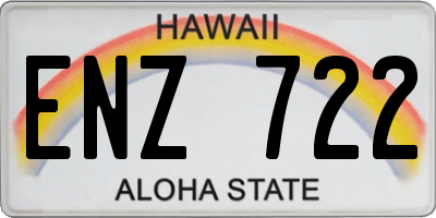HI license plate ENZ722