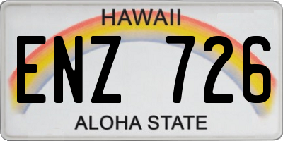 HI license plate ENZ726