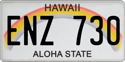 HI license plate ENZ730