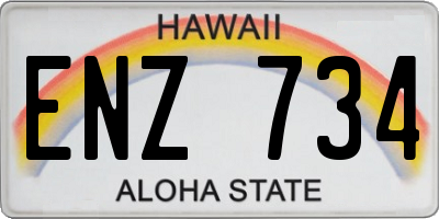HI license plate ENZ734