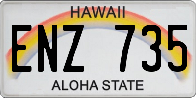 HI license plate ENZ735
