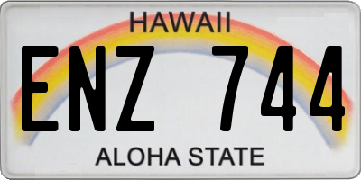 HI license plate ENZ744