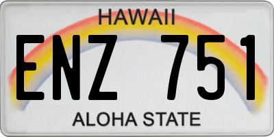 HI license plate ENZ751