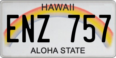 HI license plate ENZ757