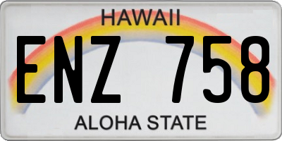 HI license plate ENZ758