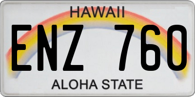 HI license plate ENZ760