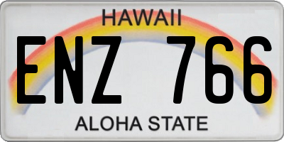 HI license plate ENZ766