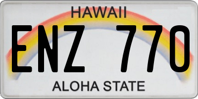 HI license plate ENZ770