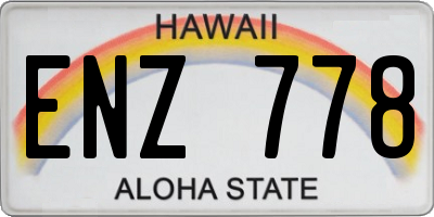 HI license plate ENZ778