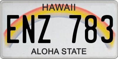 HI license plate ENZ783