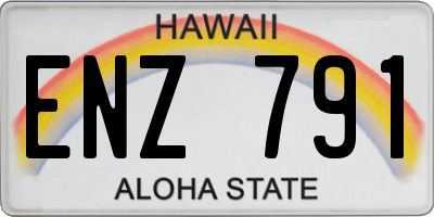 HI license plate ENZ791