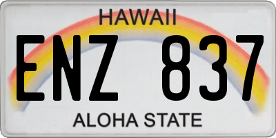 HI license plate ENZ837