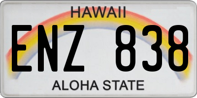 HI license plate ENZ838