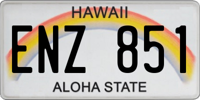 HI license plate ENZ851