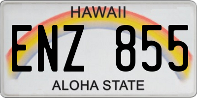 HI license plate ENZ855