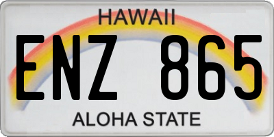 HI license plate ENZ865