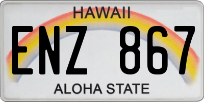HI license plate ENZ867