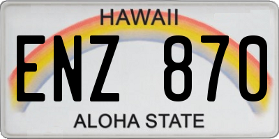 HI license plate ENZ870
