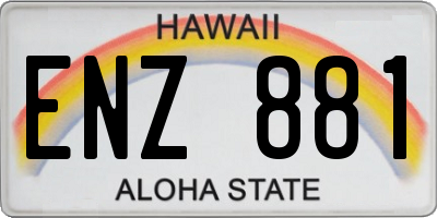HI license plate ENZ881