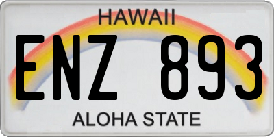 HI license plate ENZ893