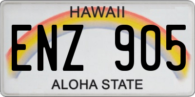 HI license plate ENZ905