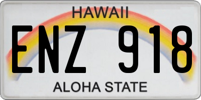 HI license plate ENZ918