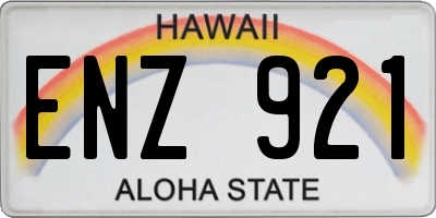 HI license plate ENZ921