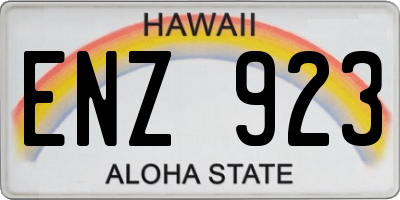 HI license plate ENZ923