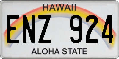 HI license plate ENZ924