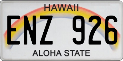 HI license plate ENZ926