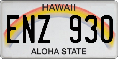 HI license plate ENZ930