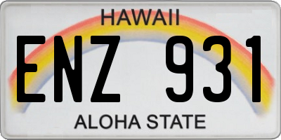 HI license plate ENZ931