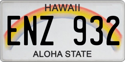 HI license plate ENZ932