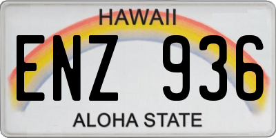 HI license plate ENZ936