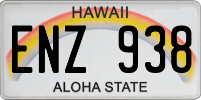 HI license plate ENZ938