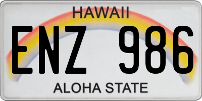 HI license plate ENZ986