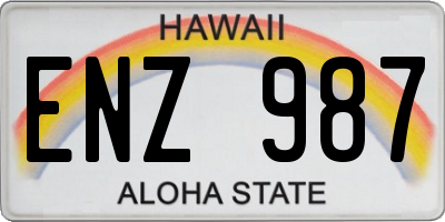 HI license plate ENZ987